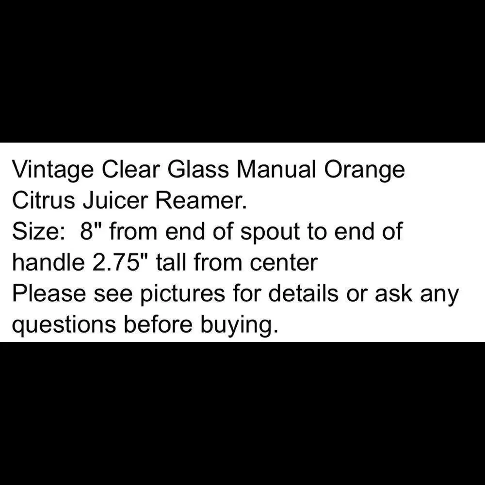 Juicer Reamer Citrus Vintage Farm House Clear Glass Ribbed Textured 8 In Long